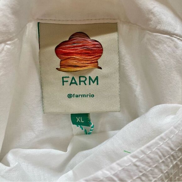 NEW FARM Rio Embroidered Fruits Side Bow Maxi Skirt Beaded Tassels White Size XL - Picture 14 of 16